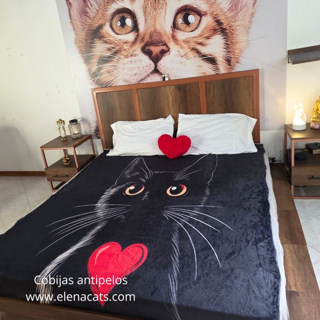 Cobija Con Diseño Gato Corazon