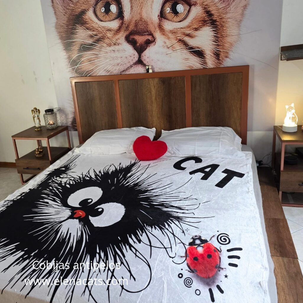 Cobija Con Diseño Gato pelitos