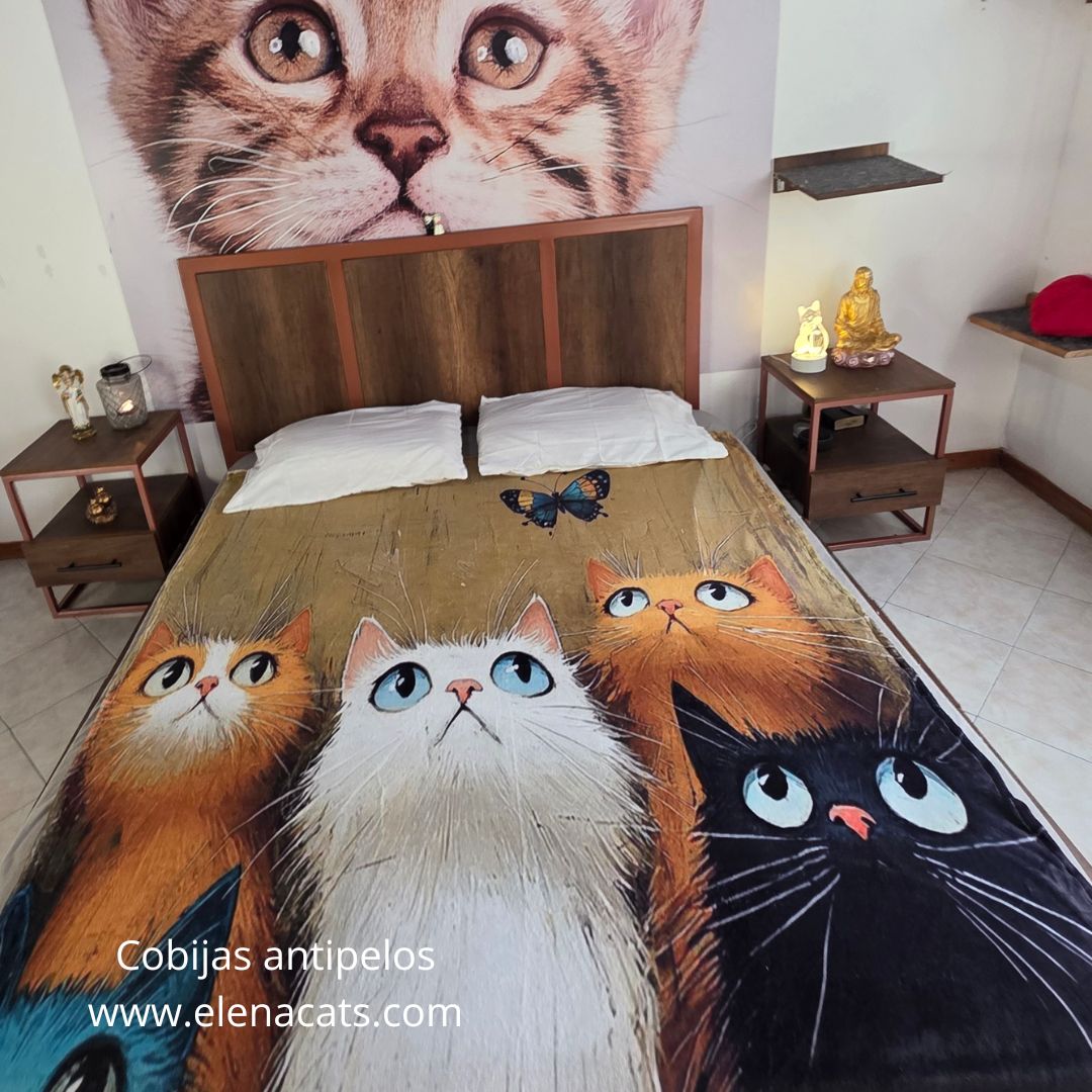 Cobija Con Diseño Gatos y Mariposa - Imagen 2