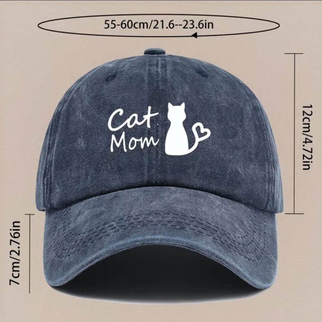 Gorra Con Diseño Gato Cat Mom Azul