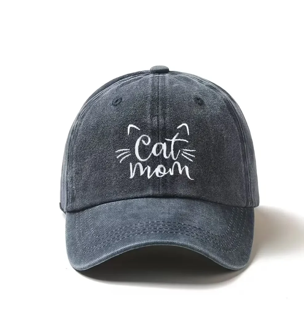 Gorra Con Bigotes De Gato -  cat mom azul oscuro  bigotes