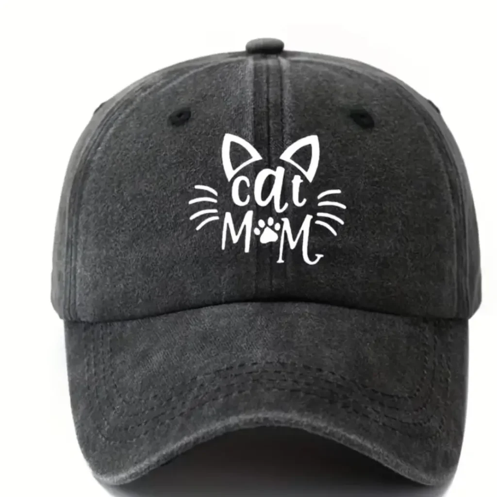 Gorra Con Diseño Gato Cat Mom negra huella