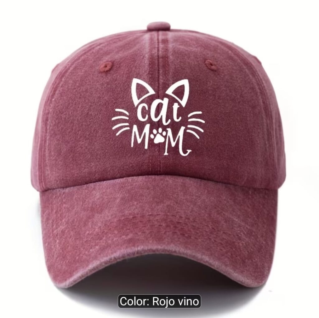 Gorra Con Diseño  Cat Mom negra huella
