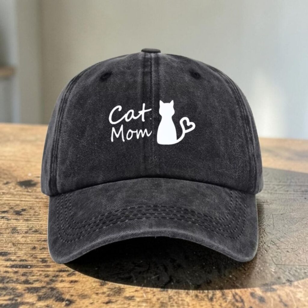 Gorra Con Diseño Gato Cat Mom negra
