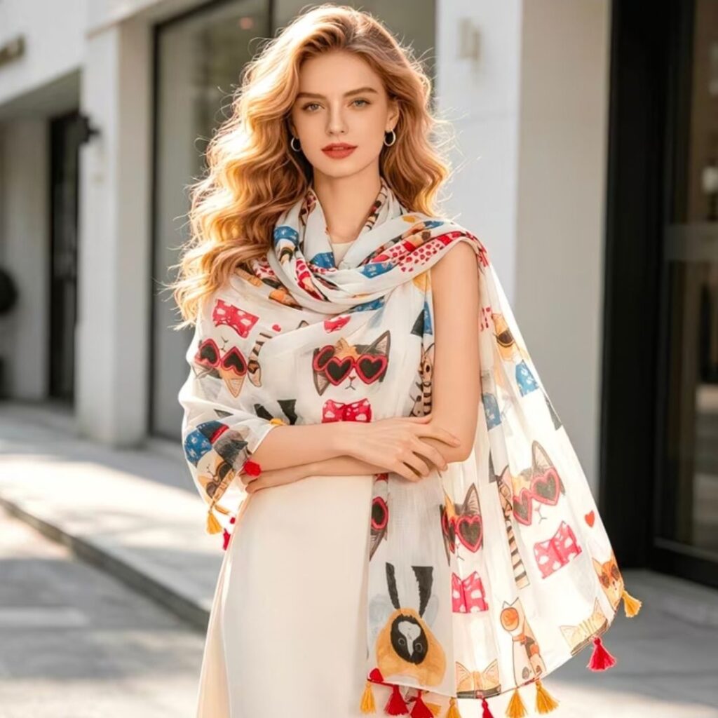 Pañoleta para Mujer con diseño de Gatos Colores