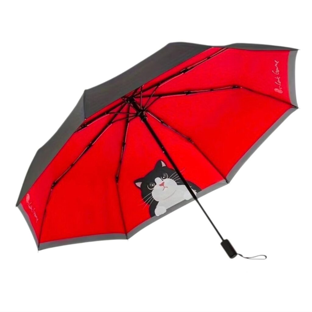 Sombrilla Con Diseño De Gato roja