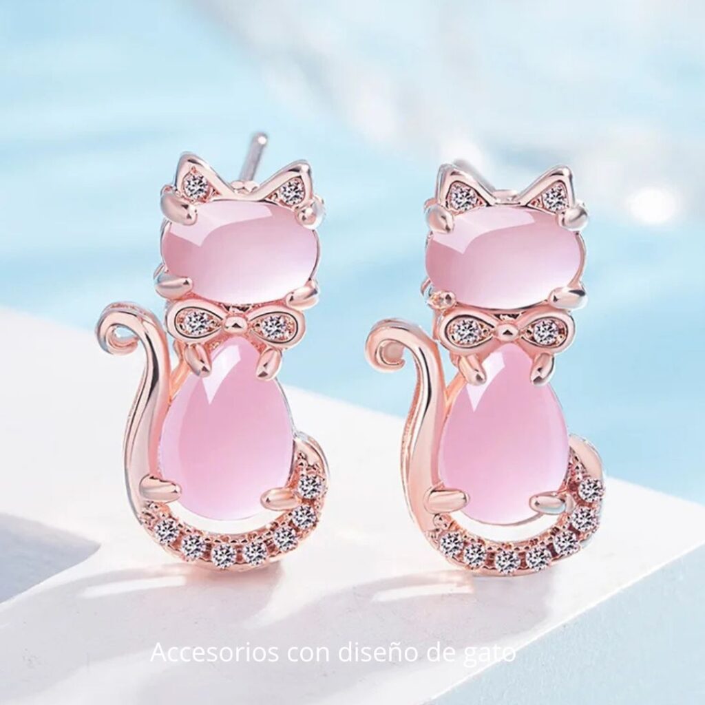 Aretes Gato Rosa